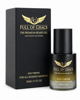 Oud Throne 50 mL beard oil with black and gold presentation box by FULL OF GRACE
