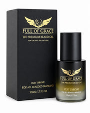 Oud Throne 50 mL beard oil with black and gold presentation box by FULL OF GRACE